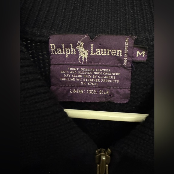 Ralph Lauren Purple Label Black Knit Cashmere Suede Zip Jacket | Size M - Picture 4 of 5